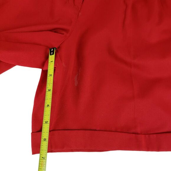 Vtg Karen Scott Size 8 PETITE Red Pleated High Waist Cuffed Mom Shorts w/ Belt - Picture 6 of 10